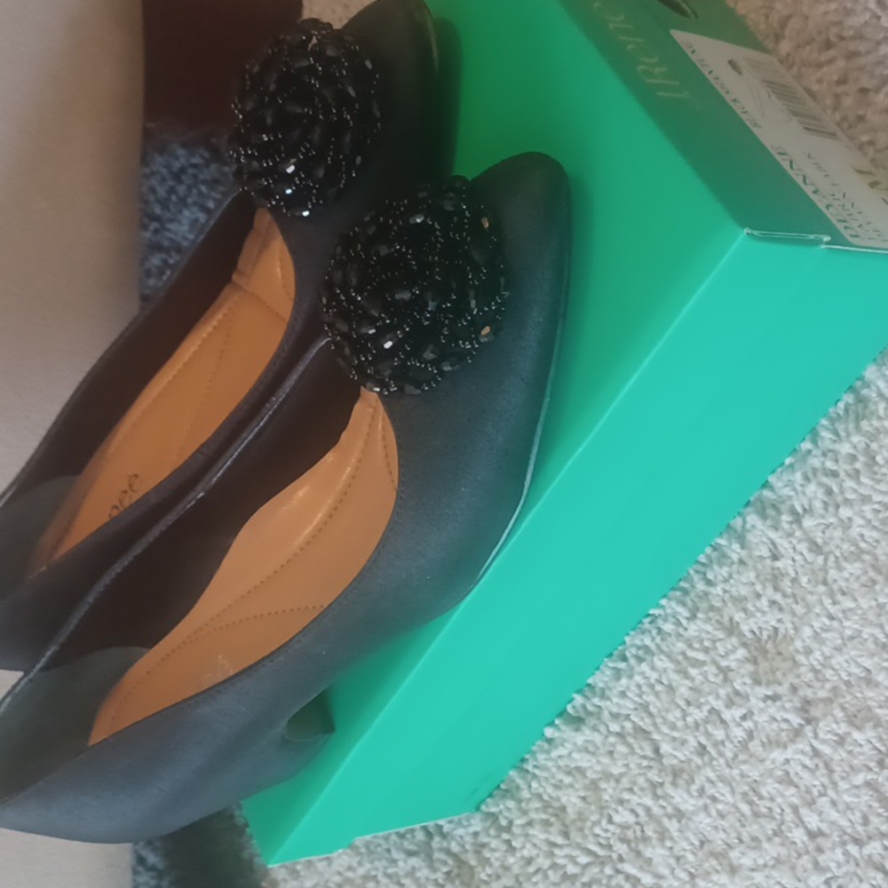 Women's  J Renee 9.5 black shantung deyann fabric shoes/pumps